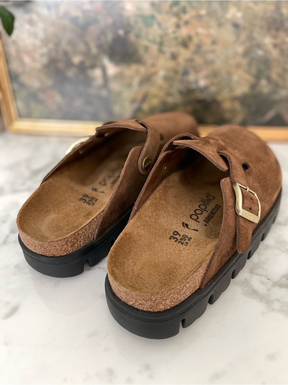 Papillio by Birkenstock Boston Chunky Platform Clog Brown Leather 39 Tea - Picture 5 of 8